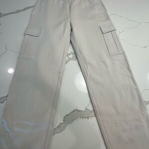 Womens Cream Cargo sweat Pants
